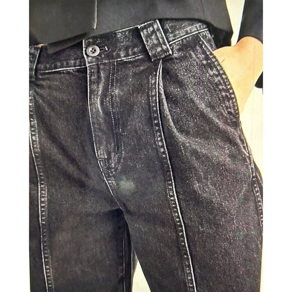 Madewell Trouser The Perfect Wide Leg Jean Seam Edition Black Naylor Wash Sz 30 - Picture 3 of 16